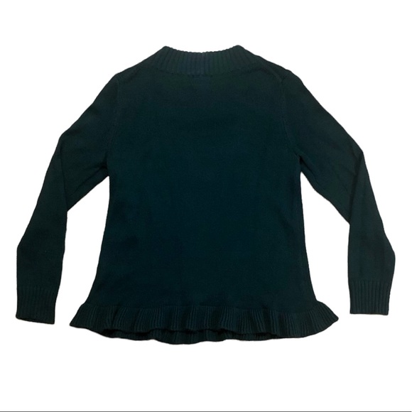 Old Navy green crew neck scalloped bottom sweater, SP - Picture 2 of 5
